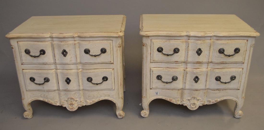 Pair John Widdicomb white wash 2 drawer French style (1 of 4)
