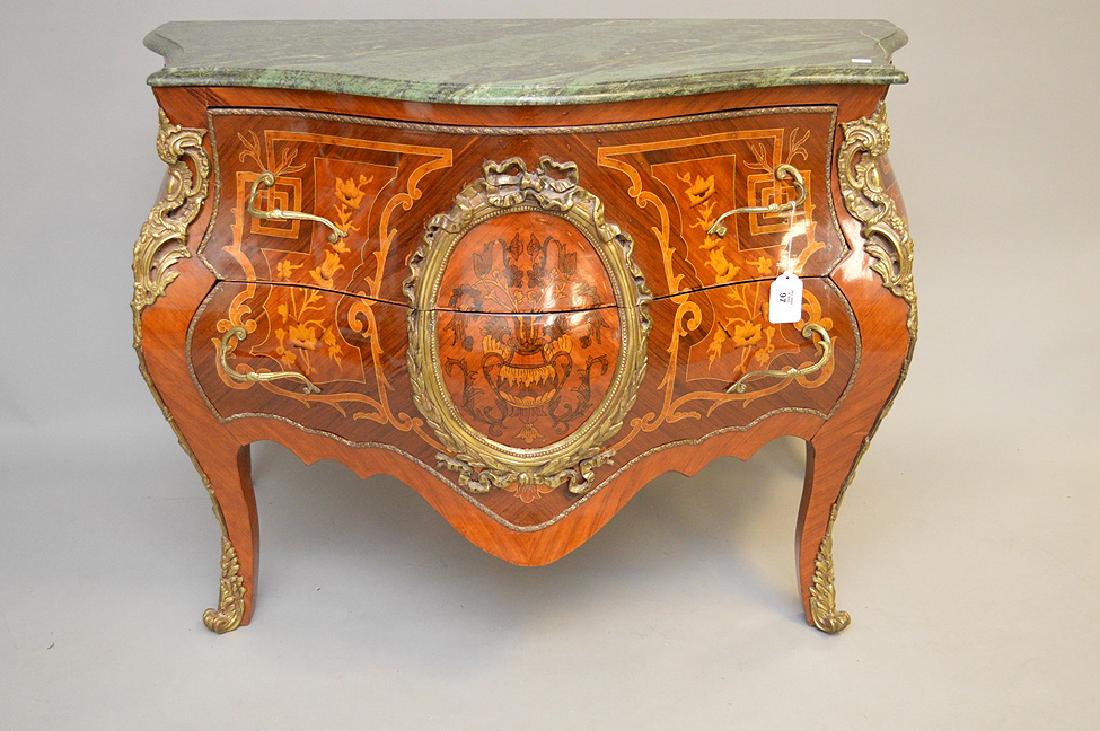 French marquetry commode with green marble top, 34 (1 of 7)