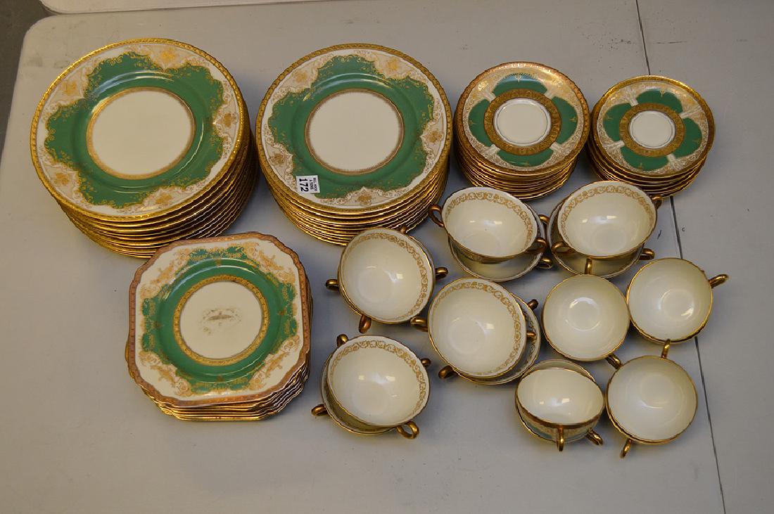 Set of Black Knight china service, incl; 11 dinner: Set of Black Knight china service, incl; 11 dinner plates, 10 luncheon plates, 8 square salad plates, 10 cream soups, 8 teacups and 10 saucers