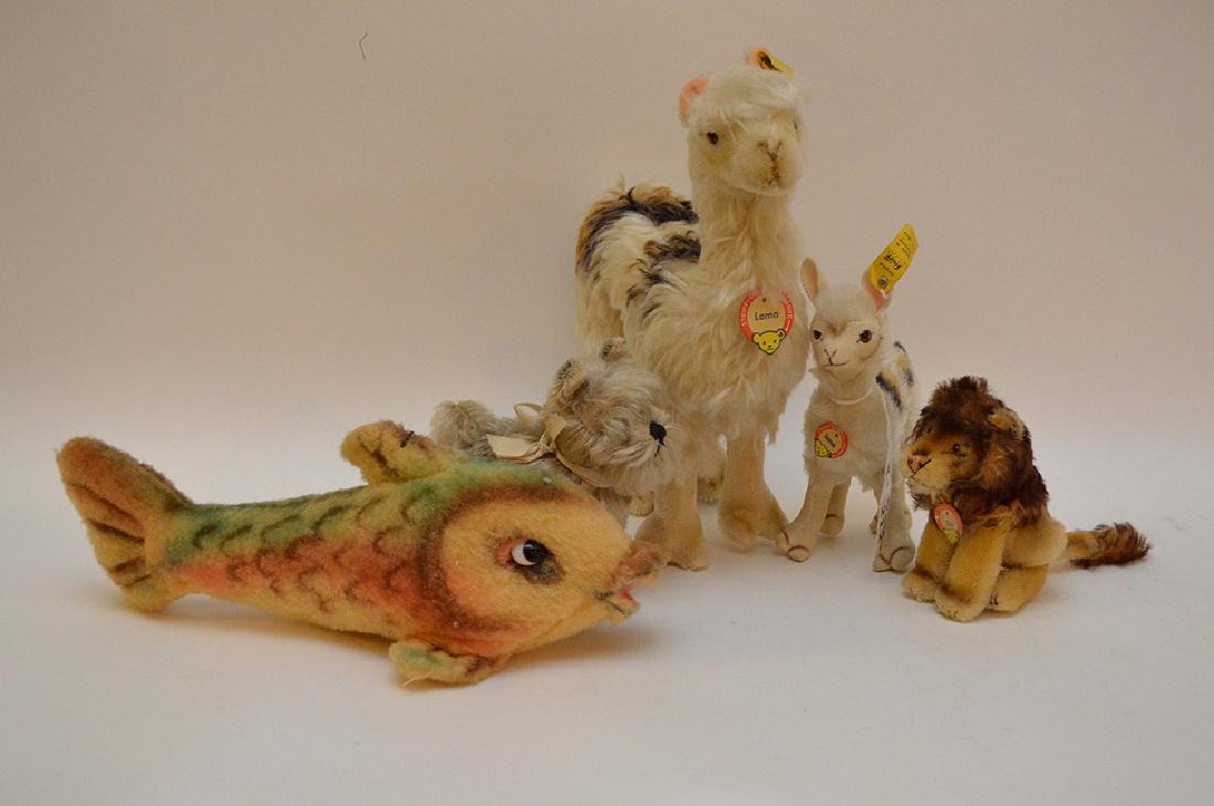 Lot of 5 Steiff German animals, 2 Llamas, Leo lion with (1 of 6)