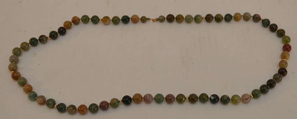 14K yellow gold jade jadeite bead necklace 24" normal (1 of 3)