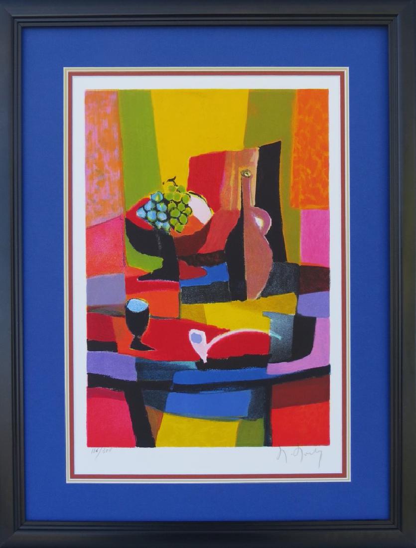 MARCEL MOULY (France, 1918-2008) Color Lithograph on: MARCEL MOULY (France, 1918-2008) Color Lithograph on paper, “Raisins Verts et Pipe en Terre”, image 16 1/8 inches by 11 inches on sheet measuring 20 1/8 inches by 14 ¾ inches, pencil signed and n