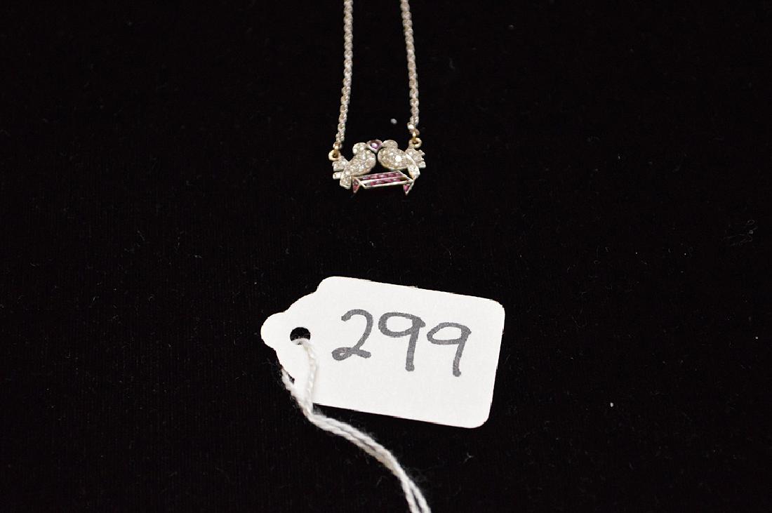 Antique Love birds pendant, diamonds and rubies, (1 of 7)