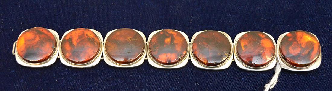 Danish mid-century sterling silver amber bracelet Bent (1 of 7)