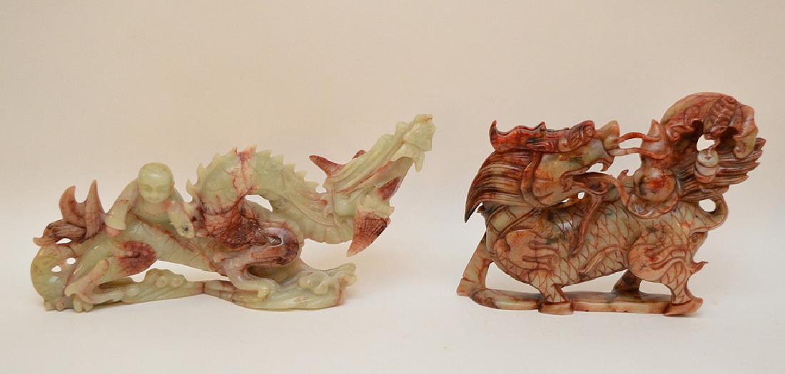 2 Chinese soapstone carvings of Dragons, (1 of 8)