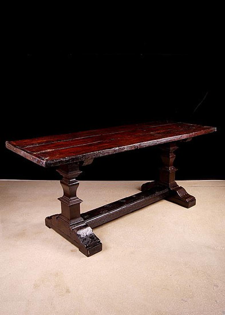 18th c. trestle table with  3 board top, 27 1/2"h x (1 of 6)