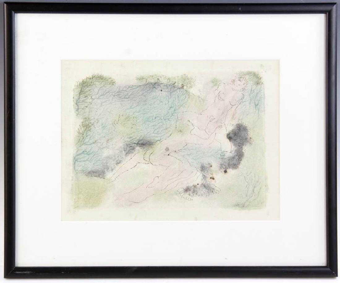 Konrad Cramer, 'Couple', watercolor and ink, stamped: Konrad Cramer, 'Couple', watercolor and ink, stamped and signed verso, 9" x 11", frame 14 1/2" x 17 3/8".