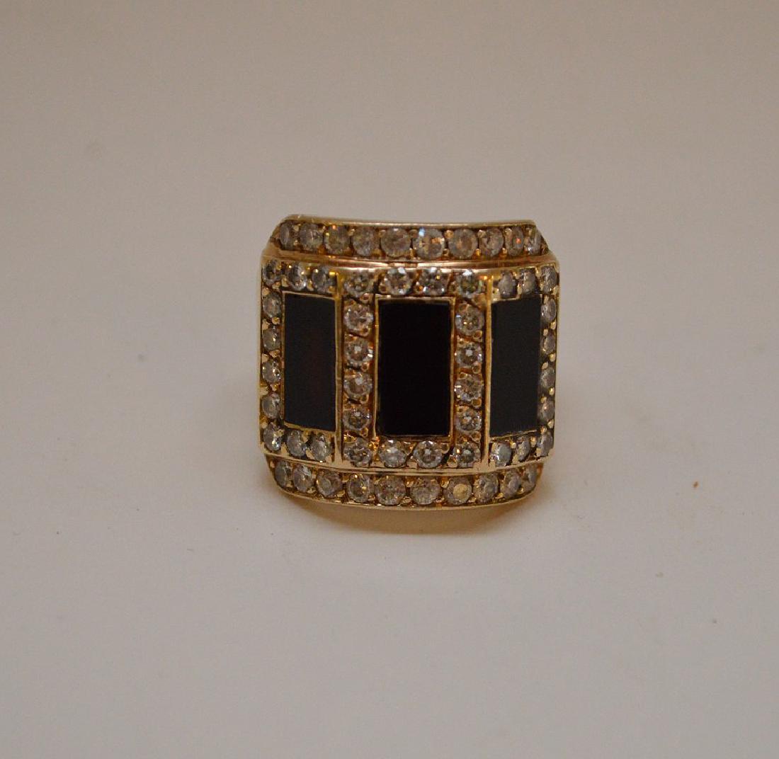 14K GOLD ONYX & DIAMOND RING - 56 pave diamonds, 3 (1 of 5)