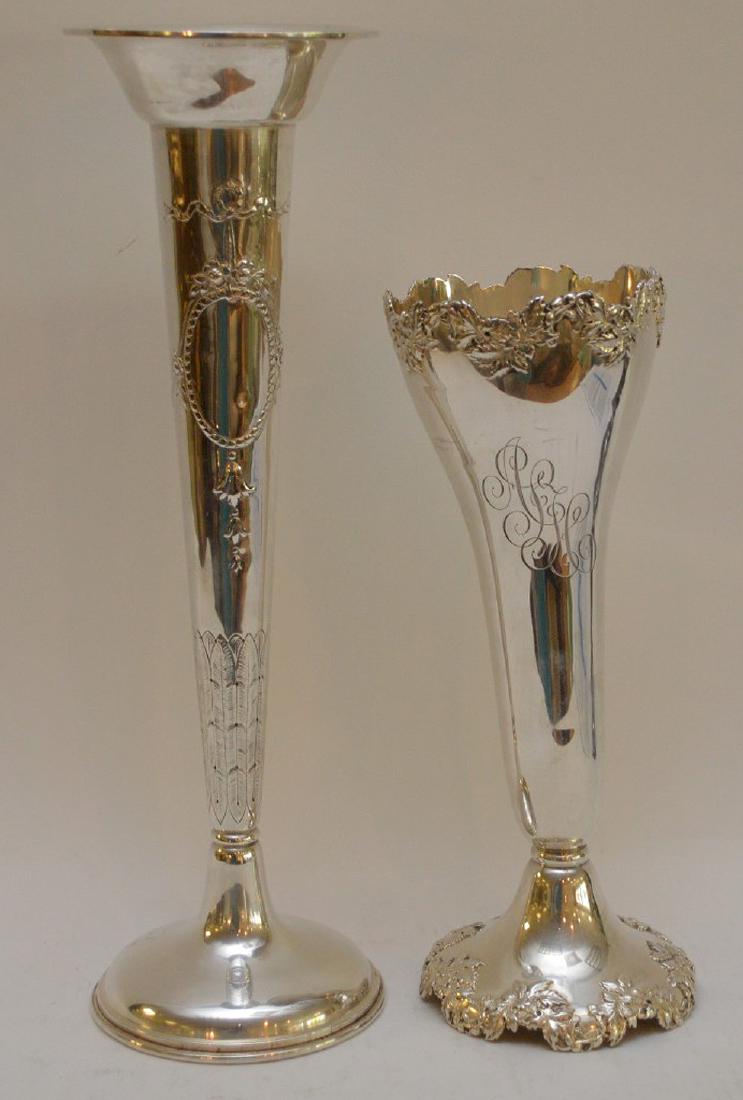 2 Sterling Vase weighted 10.5" and 14" engraved normal (1 of 5)