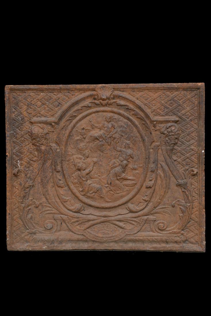 Cast Iron Fireback, French Antique Cast Iron Fireplace (1 of 9)