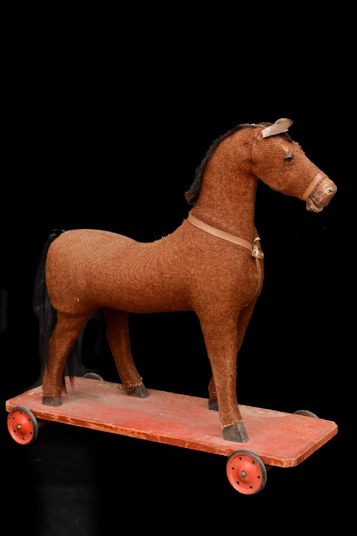 French Antique Stuffed Toy Horse with Glass Eyes On (1 of 10)