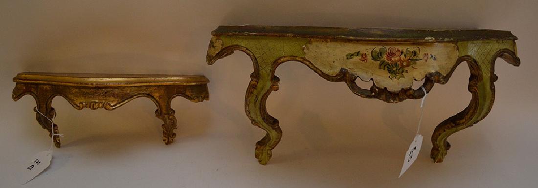2 brackets painted gold, one is 13 1/2"L, one is 19"L: 2 brackets painted gold, one is 13 1/2"L, one is 19"L (shows wear)