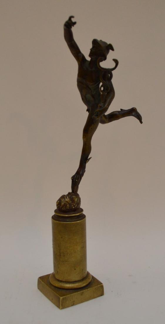 Bronze Mercury on bronze column base, 9 1/2"h (1 of 6)