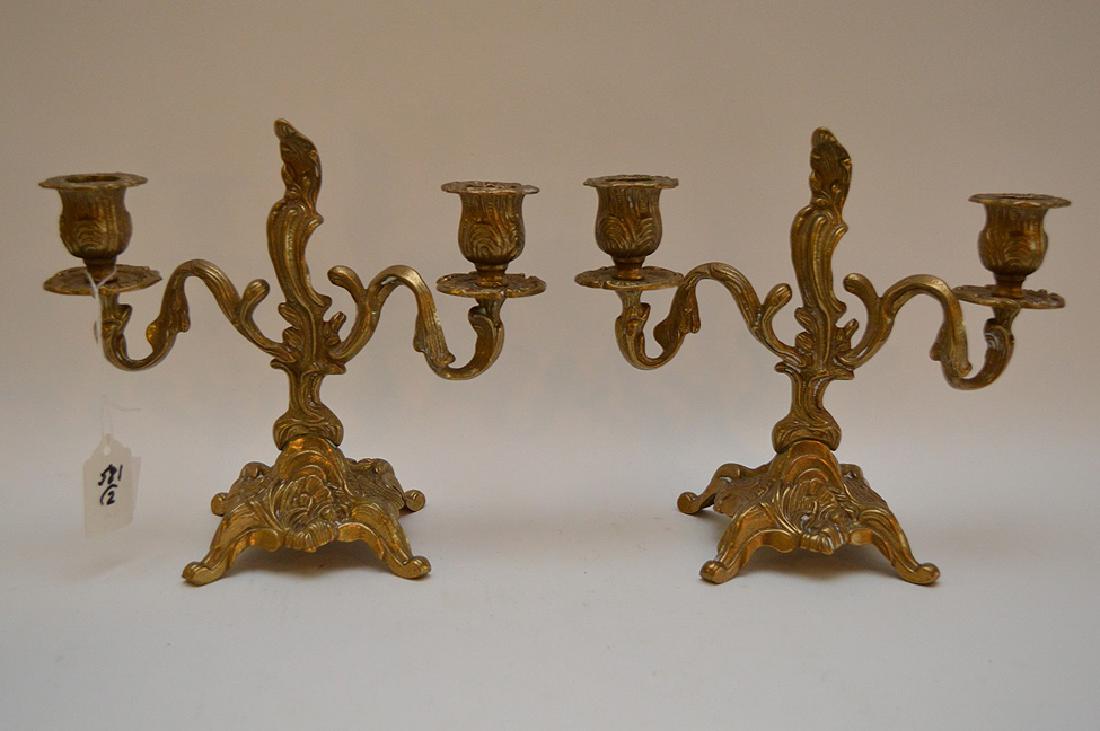 Pair of brass candle holders, 7 1/2"h (1 of 8)
