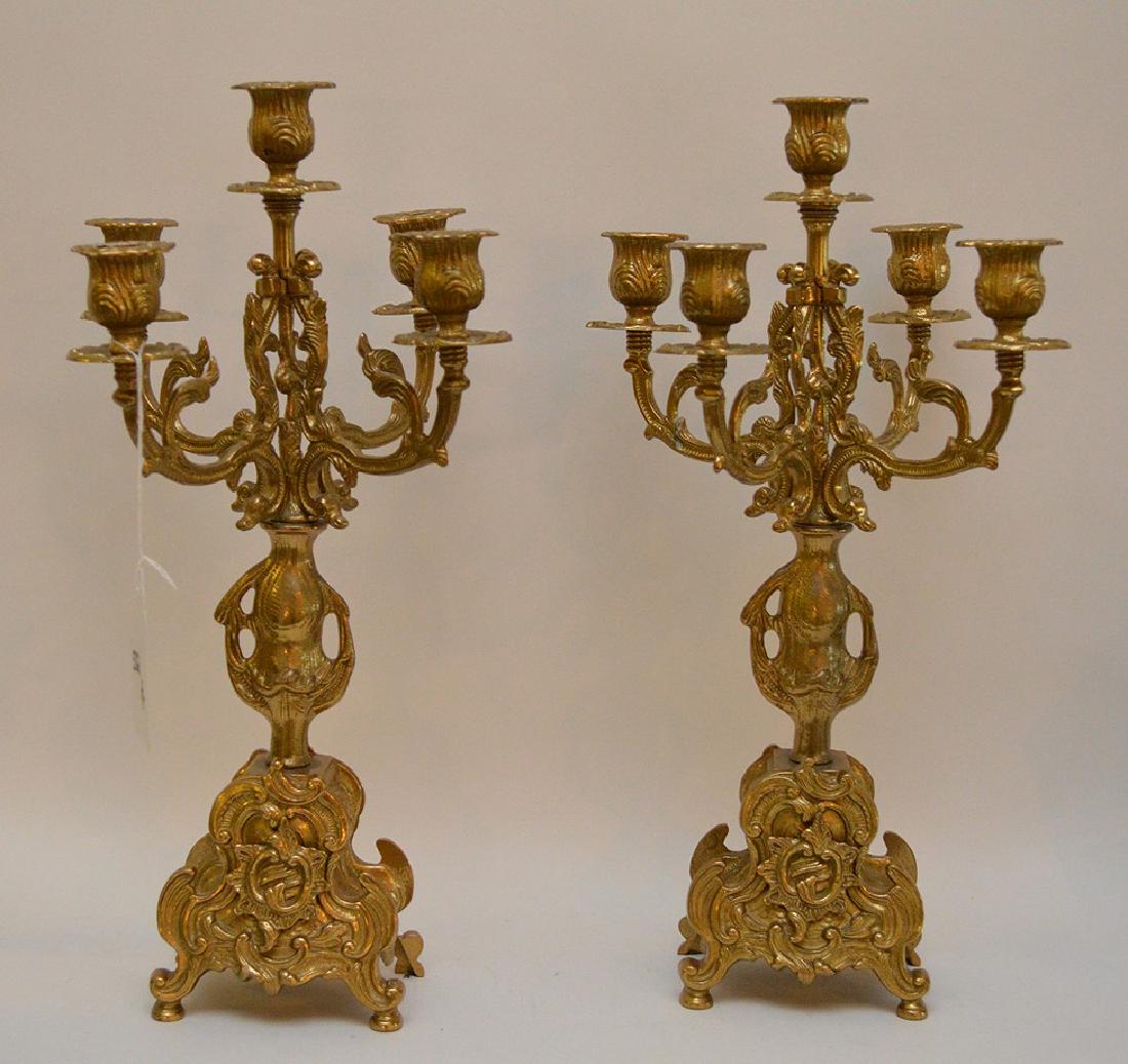 Pair of 5 lite bronze candelabra, 16"h (1 of 11)