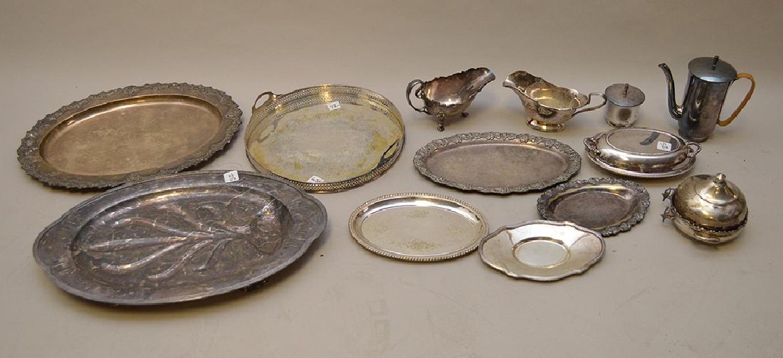 Lot of silver plate hollowware, trays, gravy boats and (1 of 7)