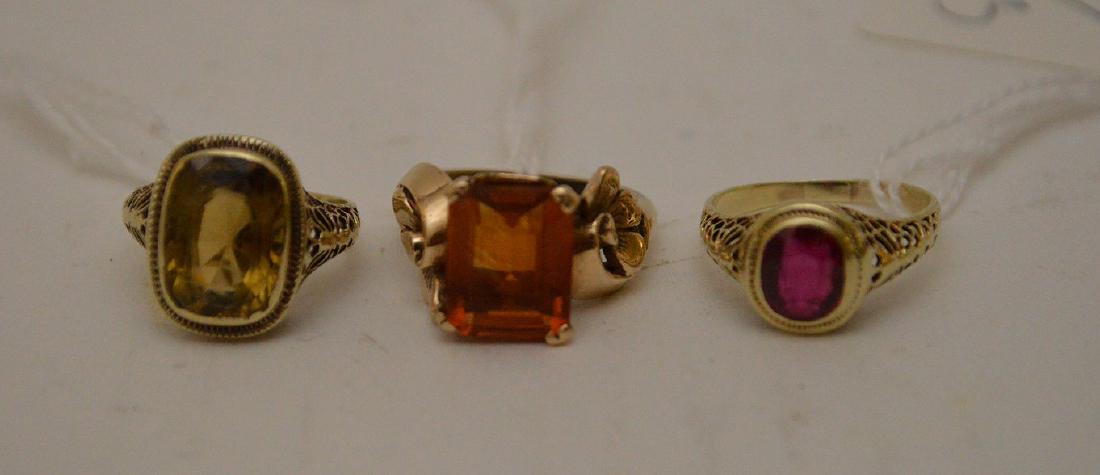 3 14k Yellow Gold Rings Citrine, Ruby & Garnet. Ruby (1 of 6)