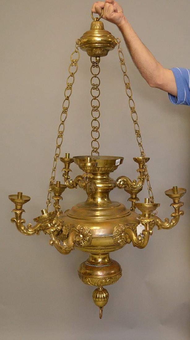 Antique Brass chandelier, 9 light ornate, 45"h x 30"d (1 of 5)