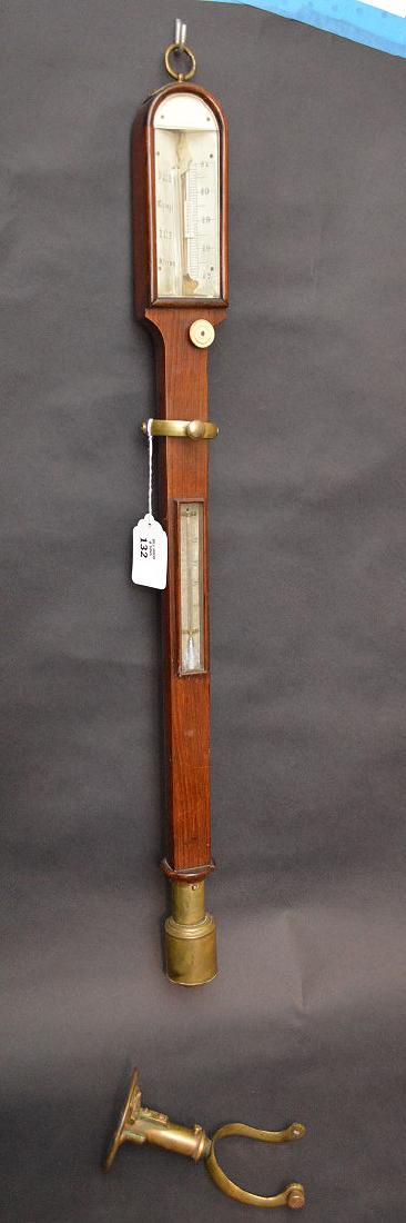 19th c. English barometer, 35"h (some pieces AS IS) (1 of 7)