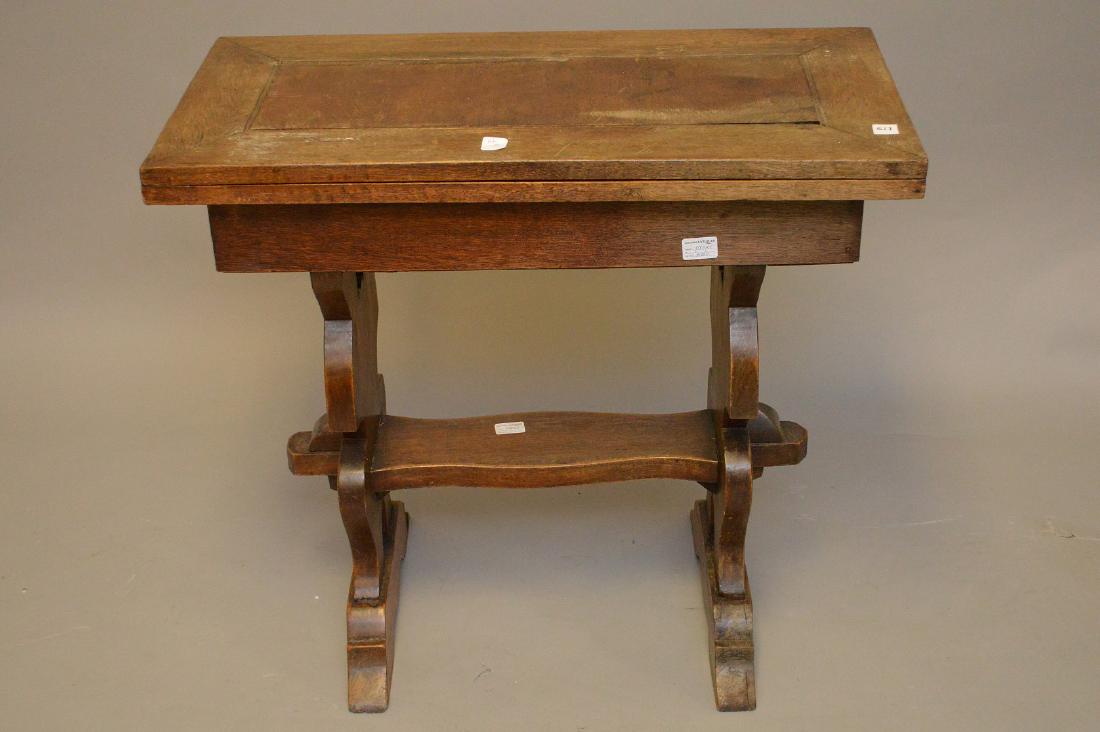 Antique Continental Carved Oak Flip Top Table. (1 of 4)