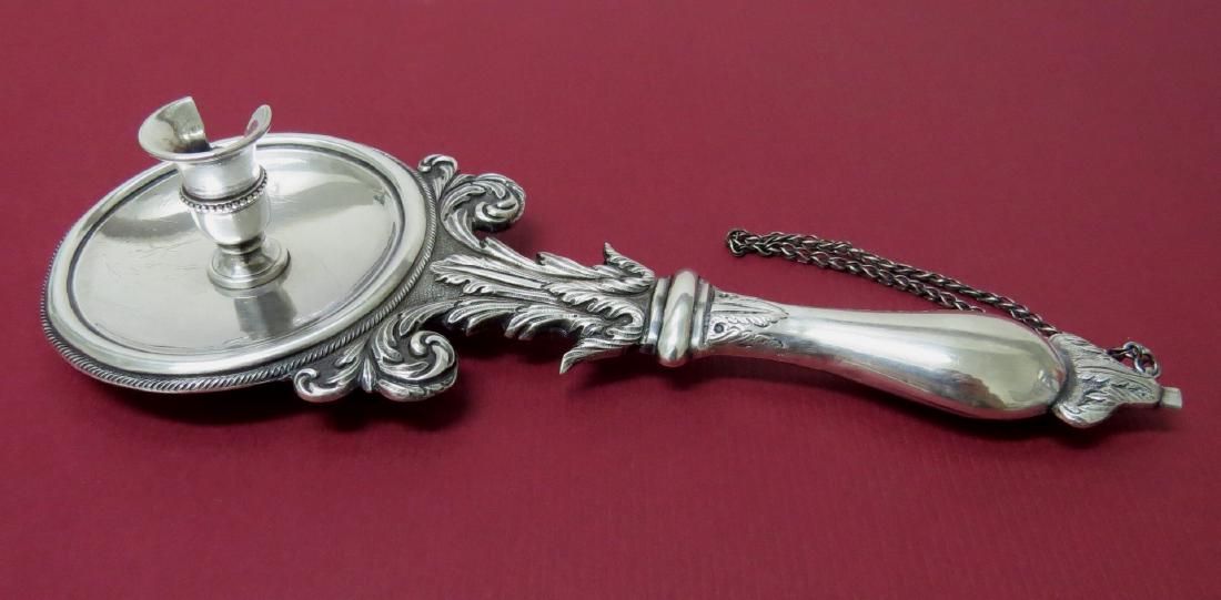 ANTIQUE ITALIAN OR SPANISH SILVER CHAMBERSTICK, 18TH OR (1 of 7)