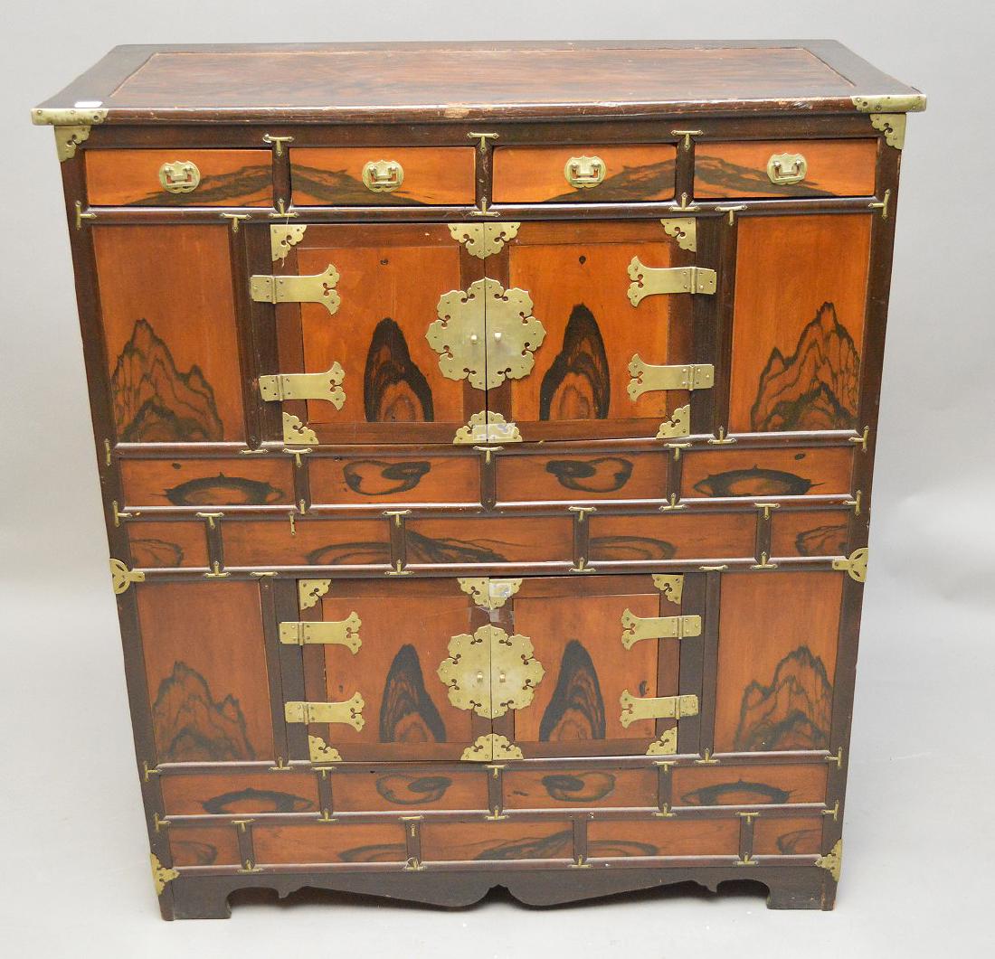 Korean Chest on stand, 19th c. exotic wood, brass (1 of 7)