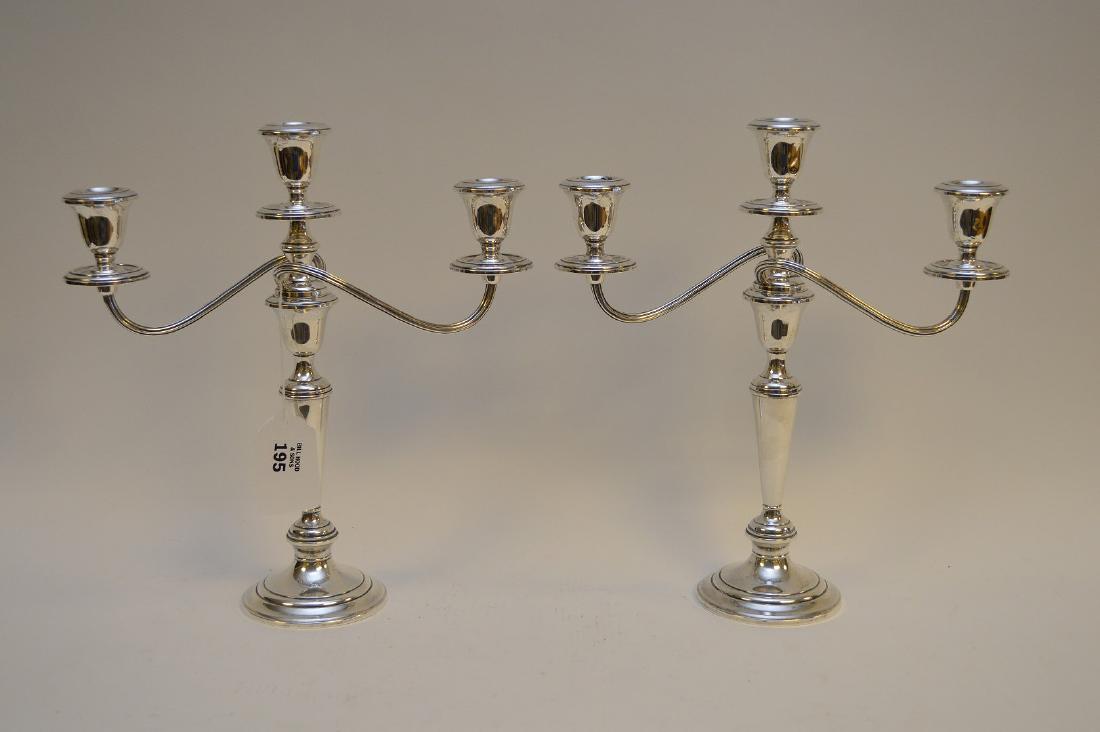 Pair Gorham sterling double branch candelabra, 13 1/4"h (1 of 2)