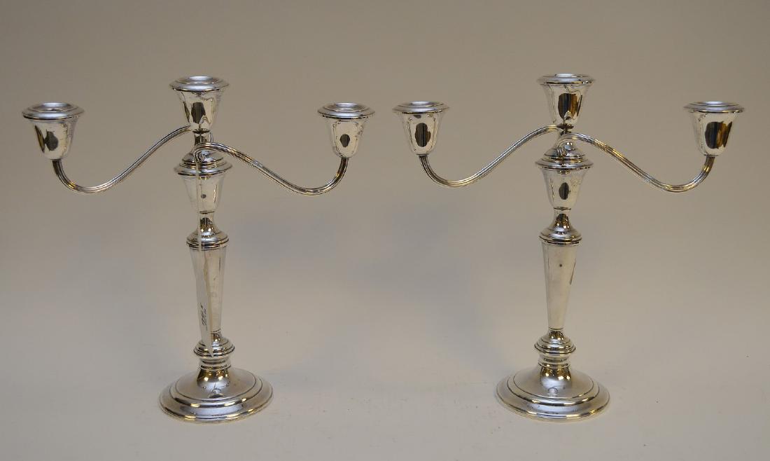 Pair Gorham sterling double branch candelabra, 11 1/4"h (1 of 2)