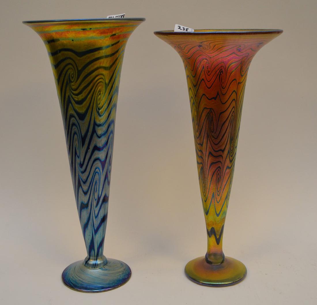 Pair of Lundberg Studios tall vases, 13"h & 12 1/2"h (1 of 6)