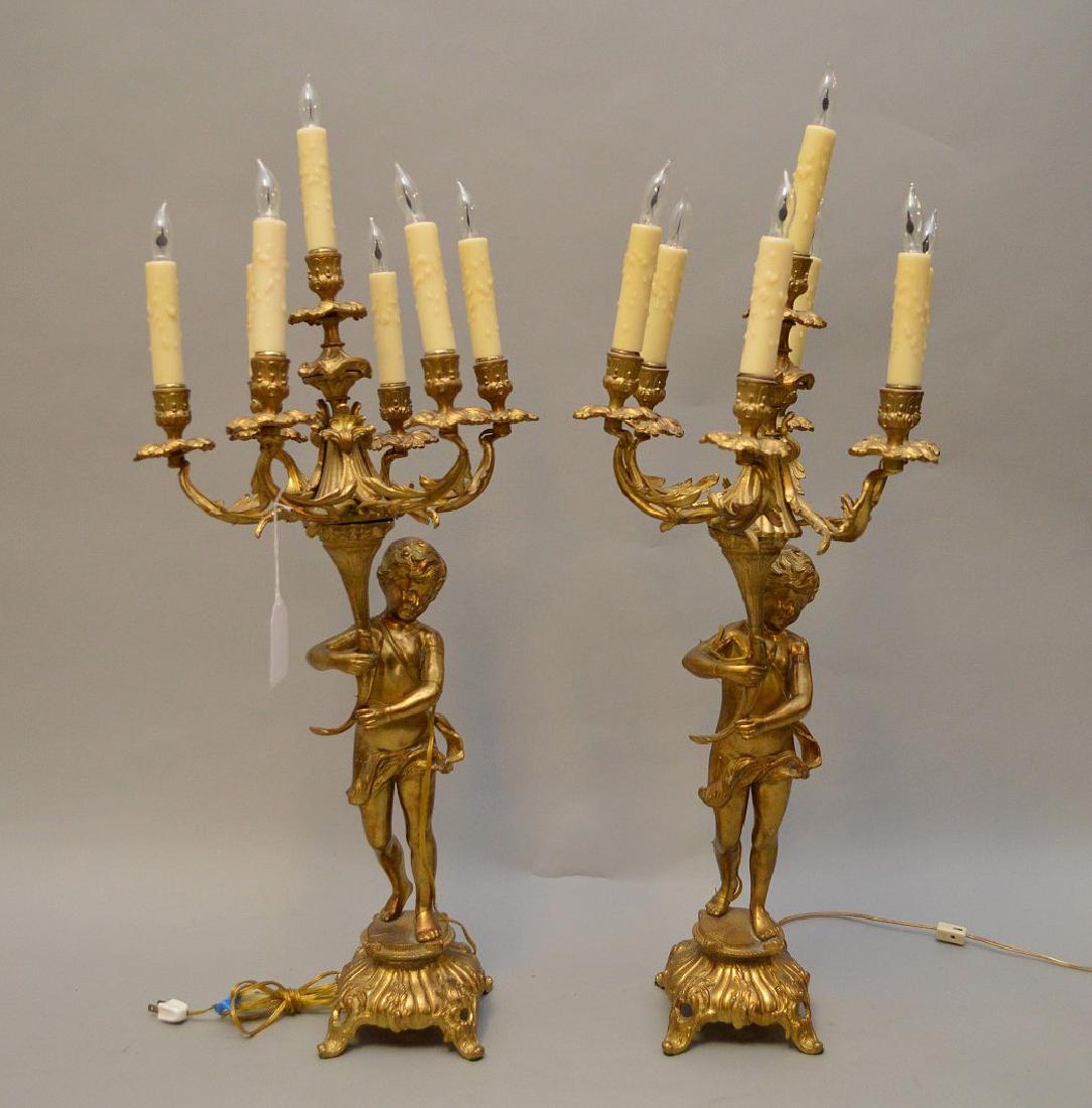 Pair of gilded metal figural classical Candelabrum (1 of 12)