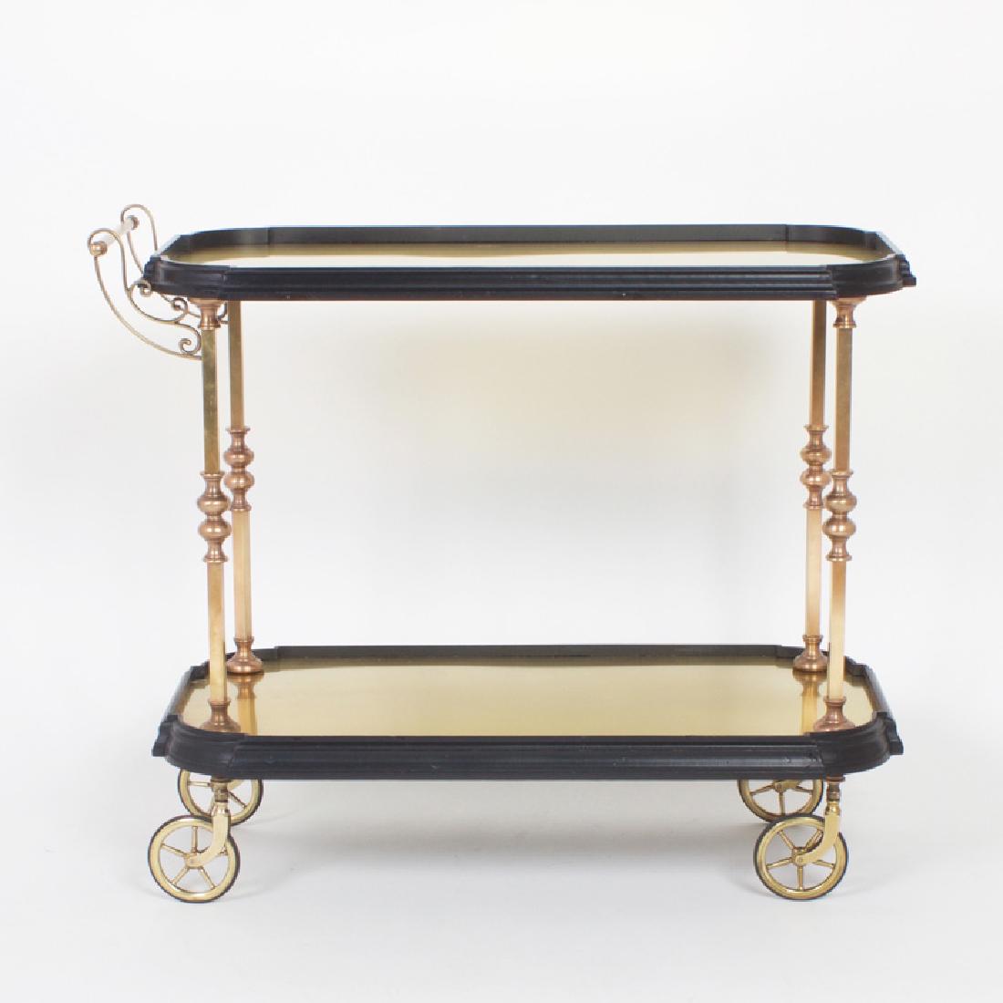 Two Tiered Mid Century Bar or Tea Cart, Lacquered Wood, (1 of 8)