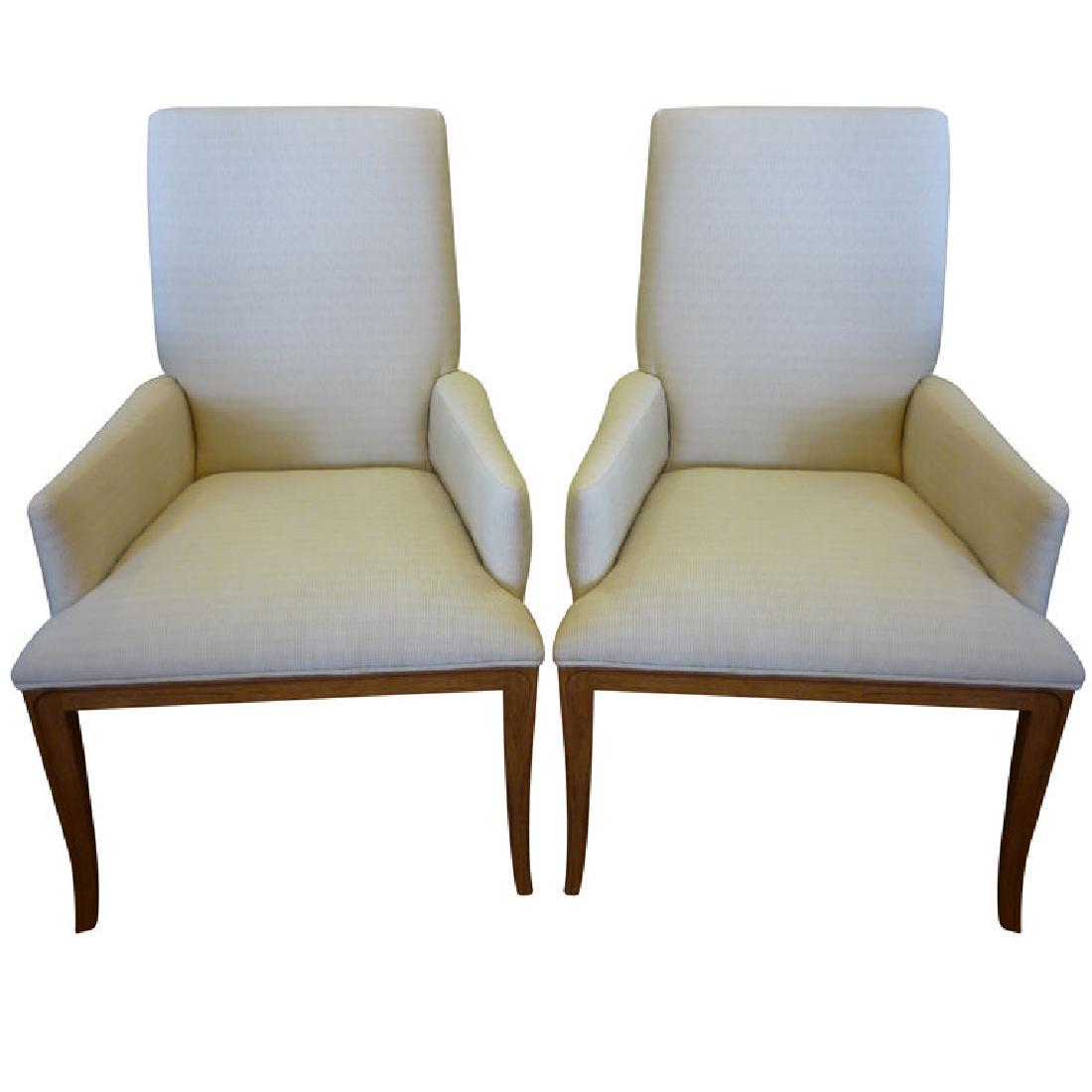 Pair of Teak Arm Chairs; H. 39.5" W. 25" D. 23.5" (1 of 6)