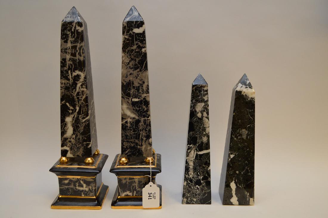 2 pair Obelisks, smaller marble (14"h) AND larger (1 of 6)