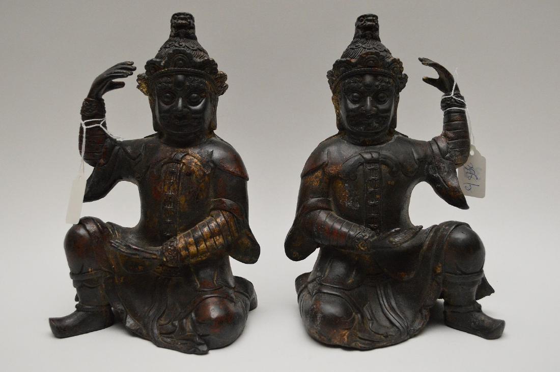 Pair Of Chinese Qing gilt bronze statues, 9.75" H (1 of 16)