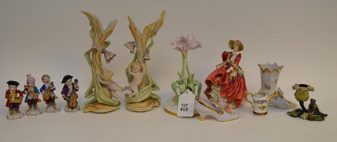 12 lot assorted figurines, 4 German monkeys, pair (1 of 10)