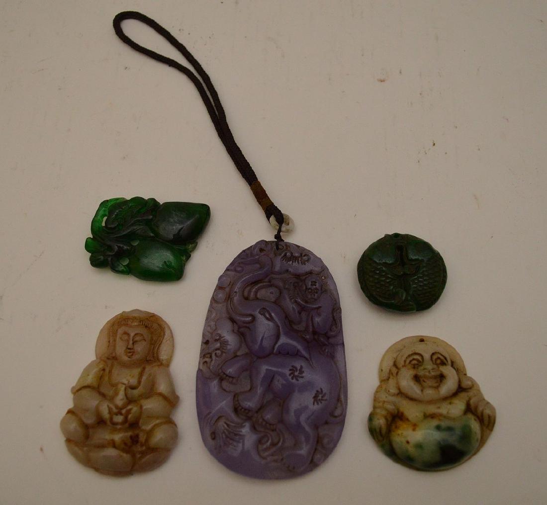 FIVE CHINESE CARVED JADE AMULETS / PENDANTS - Includes (1 of 4)