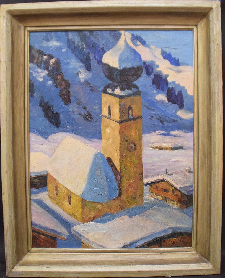 European School Painting  winter village (1 of 4)