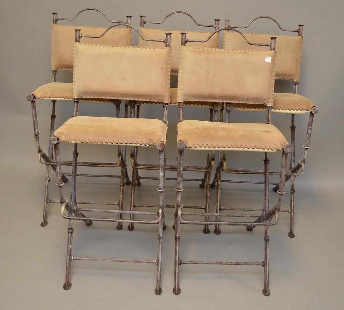 (6) barstools, 29" floor to seat - steel industrial: (6) barstools, 29" floor to seat - steel industrial type frame, suede backs and seats