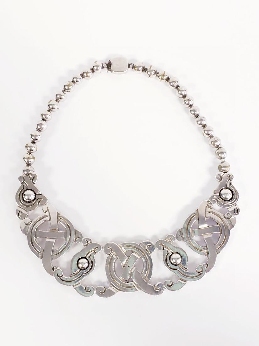 William Spratling Mayan Cross Necklace, sterling silver: William Spratling Mayan Cross Necklace, sterling silver necklace, 15 inches, 1.5 inches at its widest , 132 grams, beads may not be solid silver