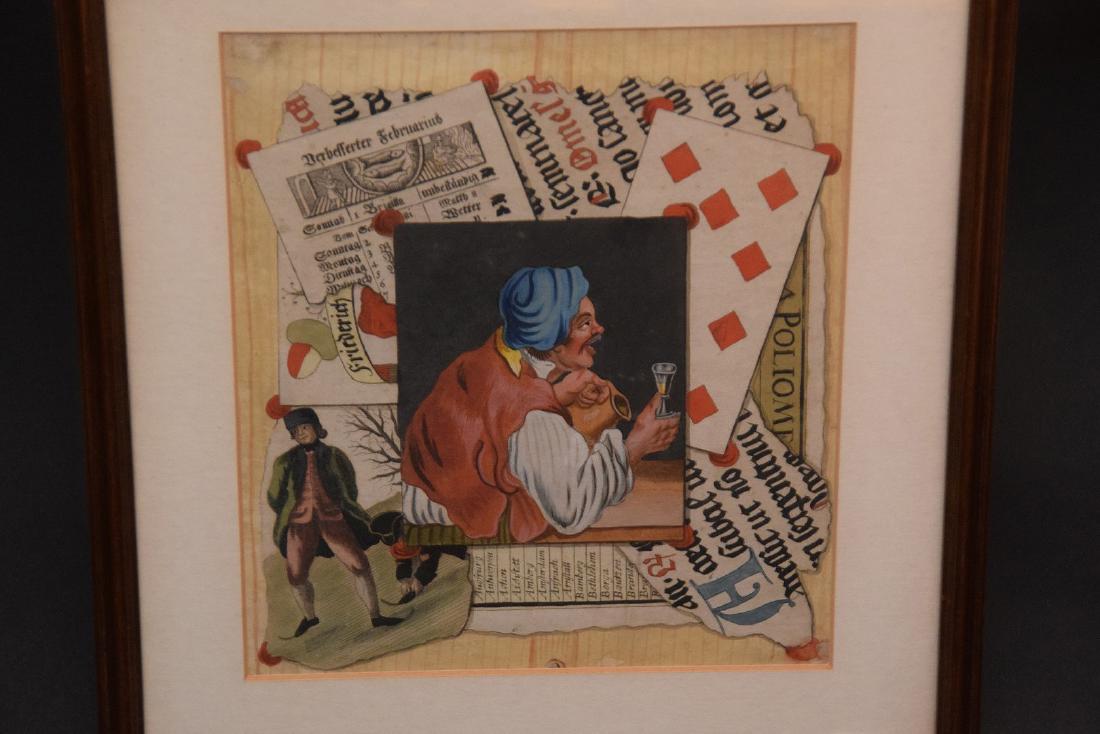 Watercolor Trompe l'oeil collage, 9 x 7-1/2 image size: Watercolor Trompe l'oeil collage, 9 x 7-1/2 image size