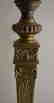 19th c. bronze column lamp with painted floral glass - 3