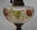 19th c. bronze column lamp with painted floral glass - 4
