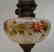 19th c. bronze column lamp with painted floral glass - 5
