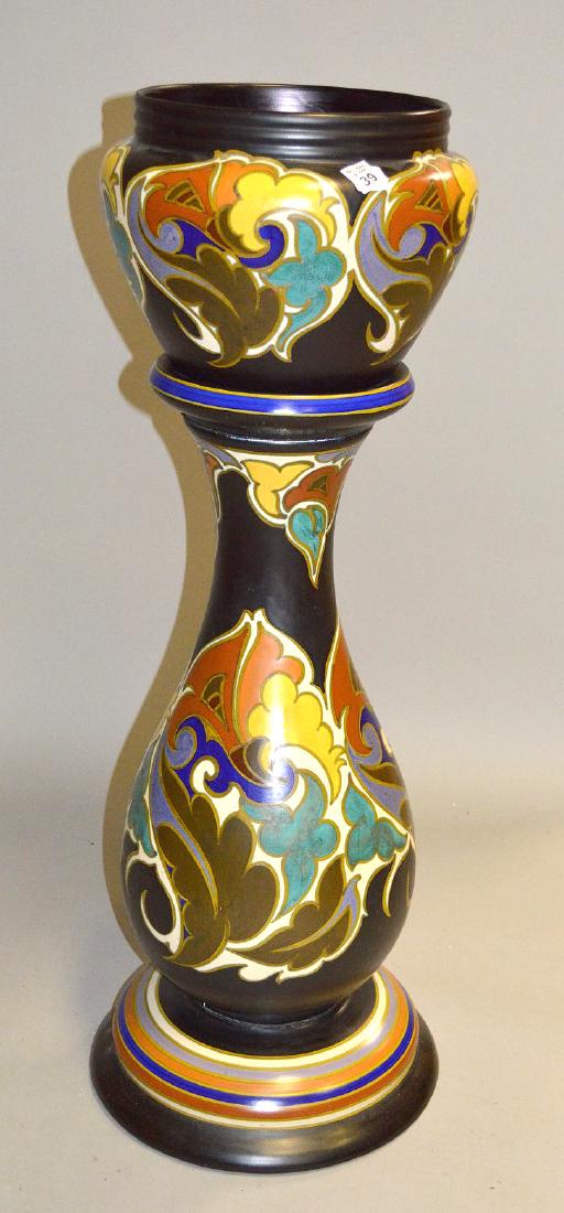 Gouda Holland pottery, pedestal (27"h x 8 1/2"dia top) (1 of 8)