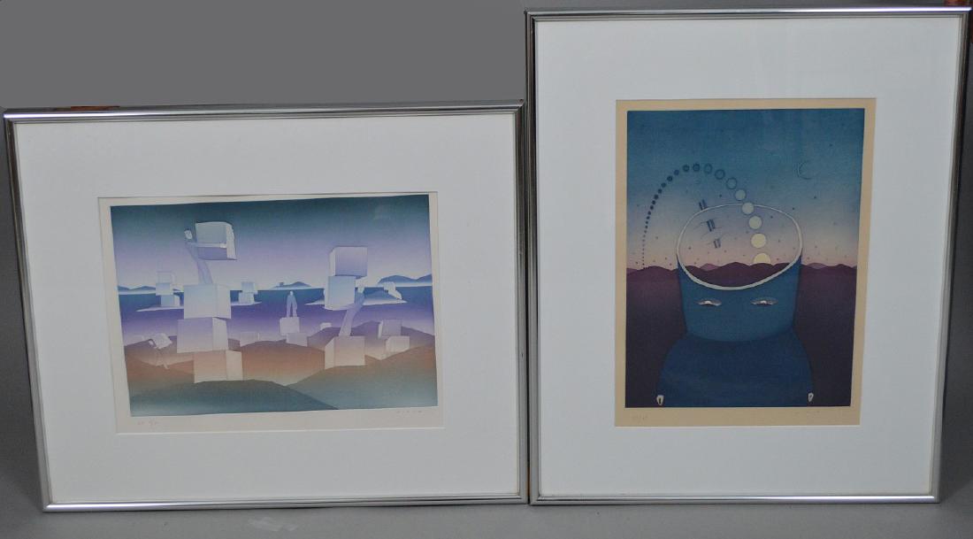 (2) Two pieces:  Jean-Michel Folon (Belgian, 1934-2005) (1 of 9)