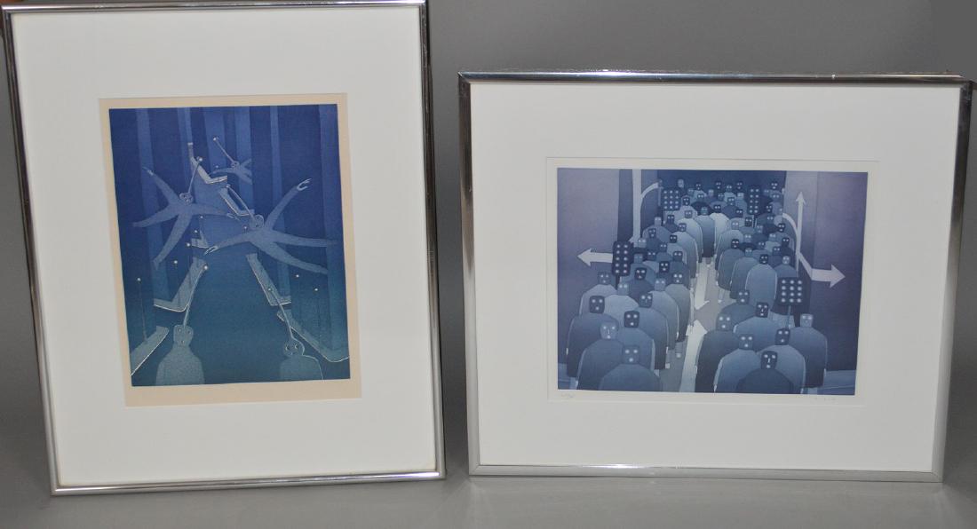 (2) Two pieces:  Jean-Michel Folon (Belgian, 1934-2005) (1 of 9)