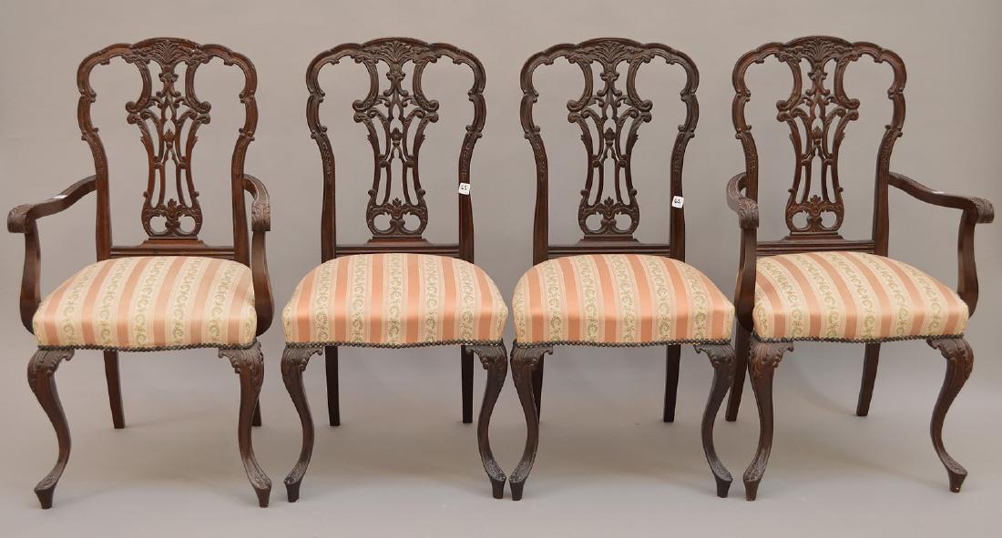 4 antique carved mahogany chairs, 2 arm & 2 side, 39 (1 of 7)