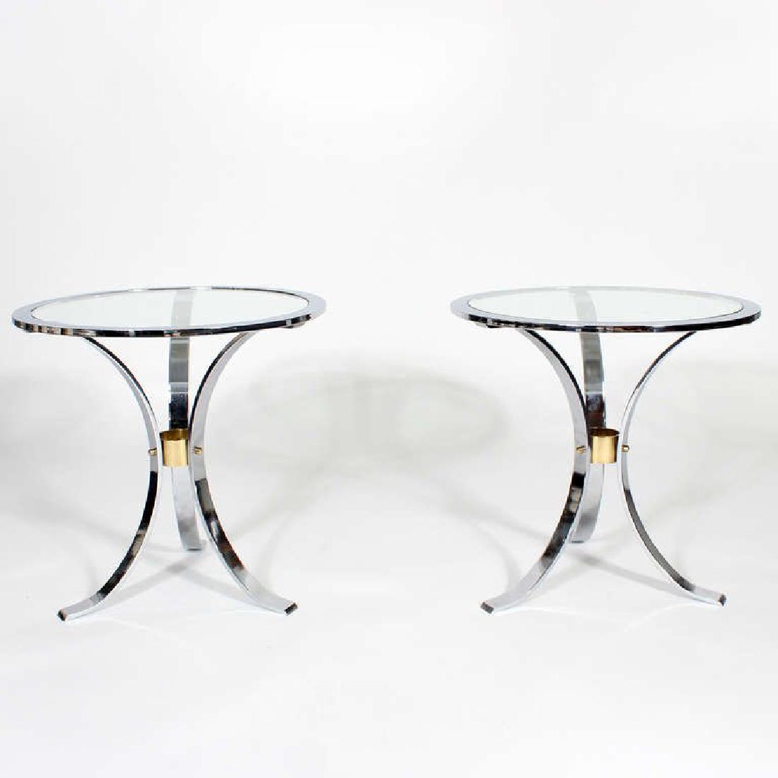 Pair of Mid Century Round Glass Inset Tables, in the (1 of 7)