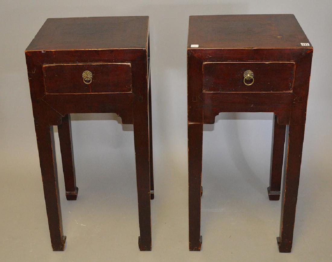 Pair Chinese single drawer stands, 34"h x 16"square (1 of 4)