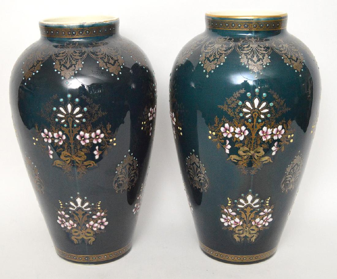 Pair Boch Freres vases with silver inlay and enameled (1 of 9)